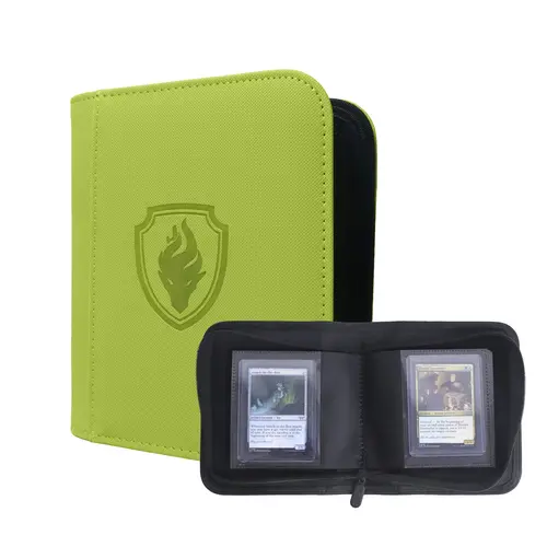 Zipper Side-Load Card Binder, 32 Slots, Waterproof PU Leather, Fits 3"×4" Rigid Cards, Ideal for TCG, Toploader Card Binder, Trading Card Storage