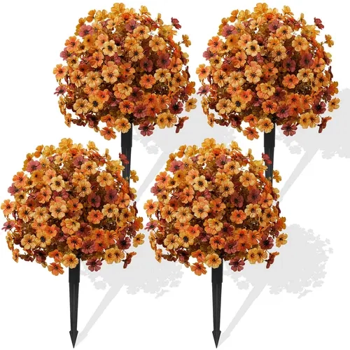 Shareconn UV Resistant Artificial Ground Planted Violet Flower Topiary Ball Faux Flowers for Garden Porch Patio Decor Realistic Spike Design, Artificial Flowers Outdoor, Fake Floral Decor