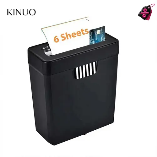 KINUO OS611S 6-Sheet Max Strip-Cut Mechanical Document Shredder, P2 Security, Anti-Jam, Compact Office Accessory, 11L Wastebasket, Easy on Space, Integrated Feed Slot, Fits Under Desks, A4 Paper Compatible, Ideal for Home Office/Tight Dorm Rooms,sohochic