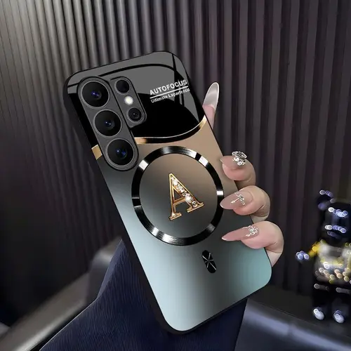 Suitable for [Galaxy S26 Ultra] high-end MagSafe phone case🥰, Features a magnetic attachment function Luxury Gradient Metallic Bling Rhinestone 26 Initial 952