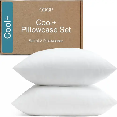 Coop Home Goods Cool+ 2-Pack Pillowcase Set - Luxurious Beddings, Cooling Fabric for Hot Sleeping, Wrinkle Resistant, Quick-Drying, Breathable Silky-Soft Spa Luxury Fabric, Shrink-Resistant, Machine Washable Queen/King White/Dove Grey Bed Accessories