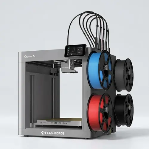 FLASHFORGE Creator 5 4-Toolhead Changer FDM 3D Printer, CoreXY 600mm/s Auto Calibration, 7s FlashSwap, Multi-Color & Multi-Material Printing, Near-0 Waste System, Clean Support Removal