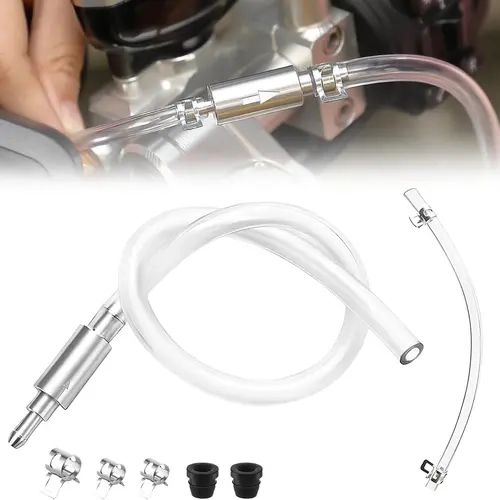 Brake Bleeder Hose Tool Kit - Automotive Maintenance & Car Repair Tools with 1-Way Check Valve, Transparent Tube, Cap Set, Clamps, Superior High Temperature Resistance, Backflow Blocked, Universal for Cars, Motorcycles, Bicycles toolupgrade