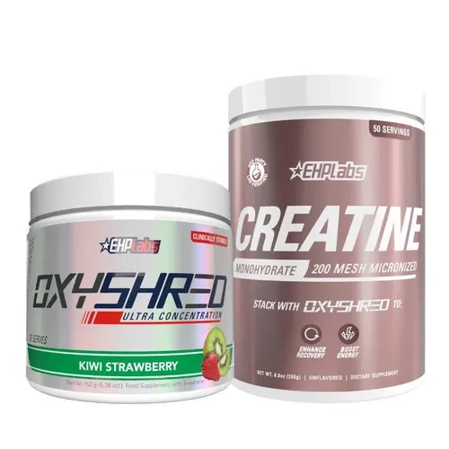 EHPlabs OxyShred + CREA-8 Strength Stack Fitness Supplement Combo - Pre-Workout Energy, Creatine Monohydrate, Muscle Support, Daily Nutrition Boost