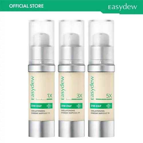 [Easydew] EGF Blemish Care Package - DW-EGF Melatoning Ampoule (Bundle of 3 - EGF-1X,3X,5X) - Official Product 99% Pure EGF Peptide Hydrating Serum with Niacinamide & Glutathione for Uneven Skin - Dark Spot Remover - Korean Skin Care Olive Young
