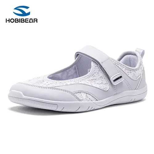 HOBIBEAR Women's Mary Janes Low Top Trainers - Minimalist Wide Toe Box, Roomy Breathable Slip-On, Rubber Sole Casual Street Footwear for Walking