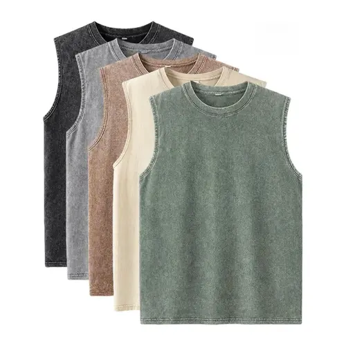 Men’s 5-Pack Vintage Washed Sleeveless Tank Tops, Casual Crew Neck Sports T-Shirts, Suitable for Gym, Workouts, Fitness, and Streetwear,summerwins,father'sdaygifts