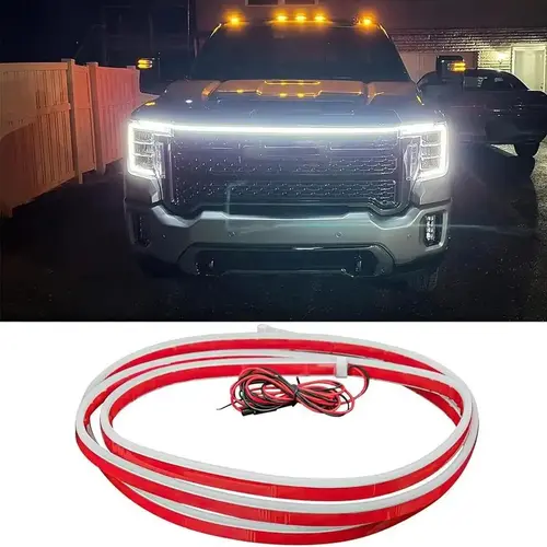 71" Wide Scan Waterproof 12V LED Car Hood Light Strip - Dynamic Start-Up Scan, Flexible Guide Light Bar, Cool Car Decorations, Universal for SUVs, Trucks
