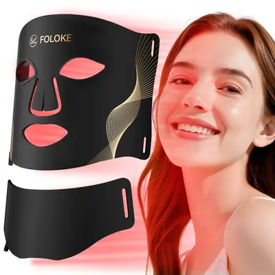 FOLOKR Red Light LED Mask – Home & Travel Skin Care, Face & Neck Rejuvenation, Relax & Sleep Friendly