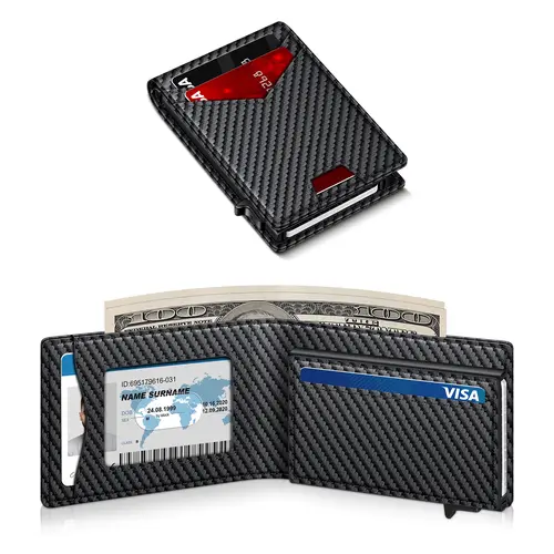 Men's RFID Minimalist Bifold Wallet - 1 ID Window, Pop-Up Card Holder, Money Clip, Gift Box Included - for Summer Vibes, Outdoor Fun,summerwins,sohochic