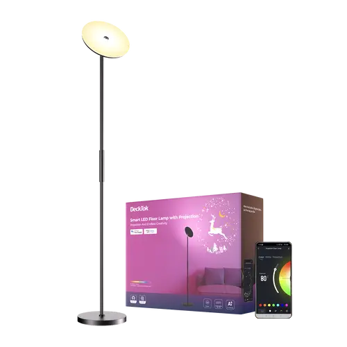 Projection Floor Lamp, Sohochic Home Decor, 1600LM LED Decoration Lamp, RGBWW Warm Cool Dynamic Lights, Adjustable Angle Floor Light for Bedroom, Living Room