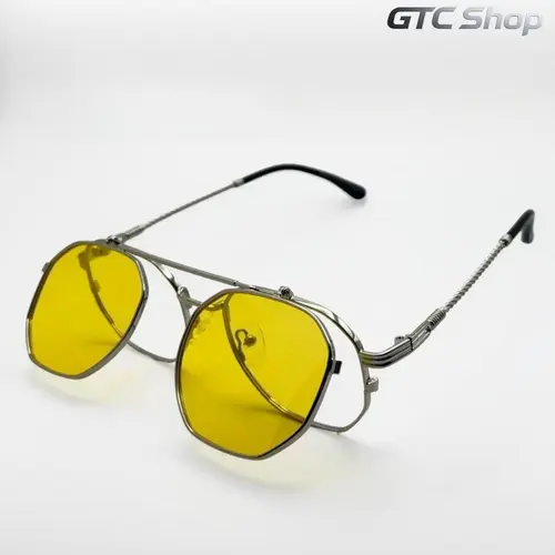 Men's Vintage Square Flip-Up Sunglasses - Retro Steampunk Metal Frame Eyewear with Adjustable Flip Lens, Unique Sports Outdoor Accessories, Cool Unique Gifts for Him, Mens Gifts