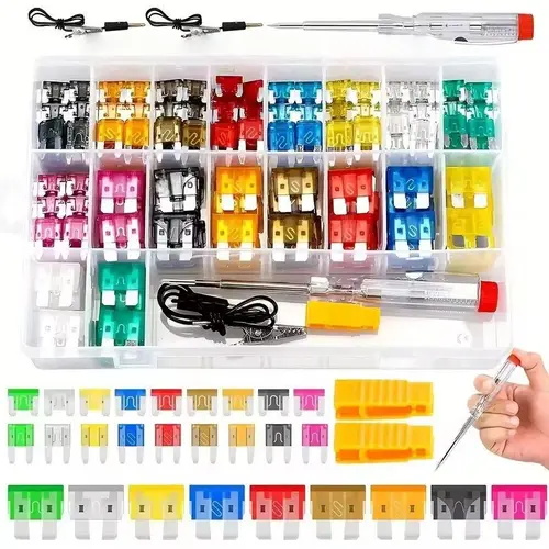 【toolupgrade】306PCS Zinc Alloy Car Blade Fuse Assortment Set with Colorful Plastic Pallets, Car Circuit Tester & Short-Circuit Guard Accessories for Snowmobile Repairs