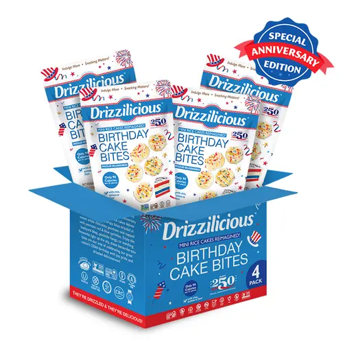 Drizzilicious 250th Anniversary SPECIAL EDITION Mini Rice Cake Birthday Cake Bites Food Snacks