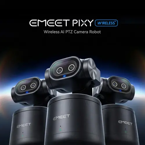 EMEET PIXY Wireless 4K Dual-Lens AI Tracking PTZ Streaming Camera with 1/2.55" Sensor, Gesture Control, Multi-Camera Live & Built-in 48kHz Mic, HDR, Live Streaming for YouTube, Facebook, Twitch, SummerVibes