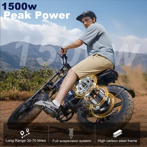 【VOLTVOGUE 】Electric Bike, Equipped with High Carbon Steel Frame, Full Suspension System, 25mph Top Speed, 48V 648Wh, Pedal Assist Range of 30-70 Miles, 16-Inch All-Terrain Tires, Off-Road Motorcycle.  Ebike  Electric Motorcycle[BK16]