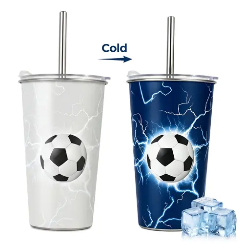 SUSTEAS Smart Water Bottle - 710ml BPA-Free Tritan Cylindrical Antibacterial Reusable Tumbler, Temp-Change Magic Auto Cold Sensing (White to Blue Drink Temp Display), 3-in-1 Leak-Proof Wide Mouth Drinkware with Straw, Portable Kitchen Gadget,sohochic