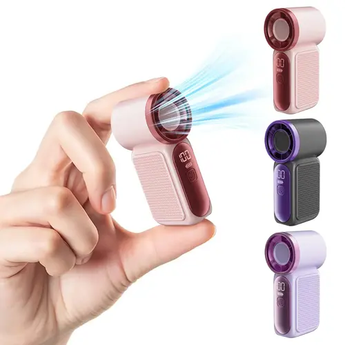 Mini Handheld Fan with LED Display – 6-Speed Turbo Pocket Fan. USB Rechargeable, High-Speed Cooling for Travel & Makeup. Perfect Gift. Portable Cooling fan, Essential For Summer