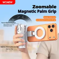 WONEW Z3 Series Zoomable Magnetic Palm Grip Mini Selfie Stick - Metal Alloy Mobile Magnetic Holders with Zoom Control, Focus Adjustment Dial, 360-Rotation Tripod Stand, TPU Universal Fit, Portable for Travel Users, Smartphone Phone Holder