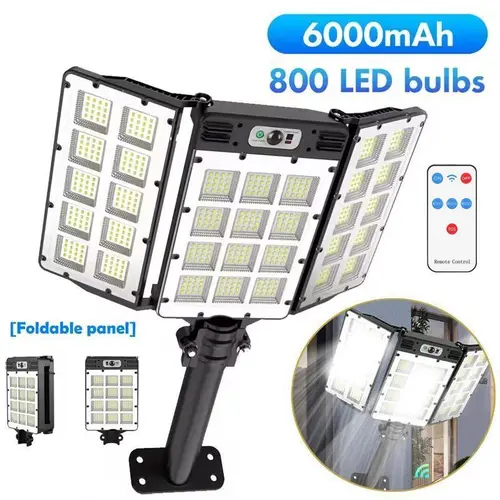 800LED Solar Street Light with 1x Remote Control, Motion Sensor, 12H Runtime, Waterproof Adjustable Flood Light for Yard, Outdoor Security Solutions, 1 X Remote Control,sohochic