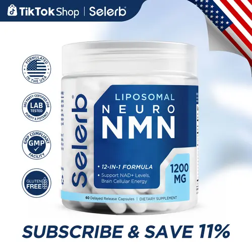 Selerb Liposomal Neuro NMN Complex – 1200 mg | NMN 500 mg | TMG | CoQ10 | Resveratrol Blend Supports Cellular Energy & NAD+ Levels | Brain Focus & Daily Vitality Support – Dietary Supplement