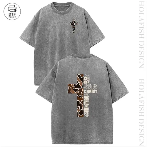 Holafish Acid Washed  Printed Tee, Drop Shoulder Crewneck T-Shirt for Casual Wear, Streetwear and Everyday Style,back to school,back to school shoppingBack To School,sohochic