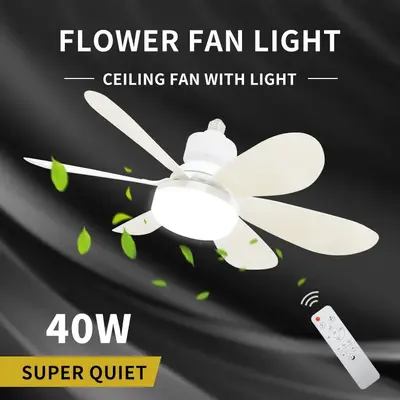 40W Tri-Color Dimmable LED Ceiling Fan with Remote Control, E27 Lamp Holder, 6 Blades, 3-Speed Wind, Timer Control, Lamp Covers & Shades, Indoor Use for Bedroom, Living Room,sohochic
