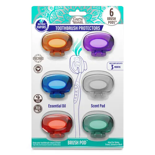 GuruNanda Brush Pod Toothbrush Protector – 6 Pack