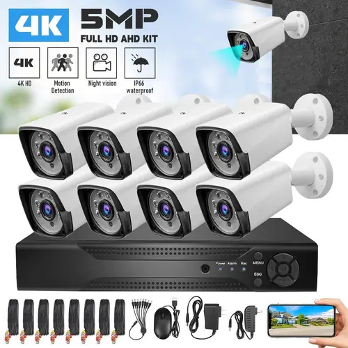 【Toolupgrade】8CH 1080P Home Security Camera System with 8 Pcs 2MP Full HD Cameras, 1TB HDD DVR Recorder, Plug-and-Play Cable, Splitter, Night Vision, Motion Detection, App Control for Indoor-Outdoor Video Surveillance outdoorfun, Monitoring,toolupgrade