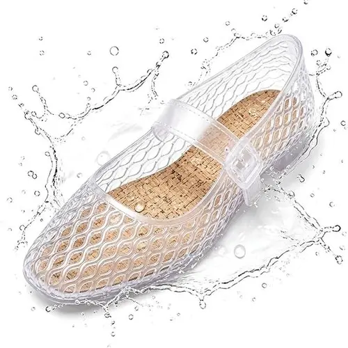 MUSSHOE Women’s Plain Jelly Weave Fisherman Sandals - Footwear, Shoes for Women, Brown Round-Toe Beach Flats with Adjustable Ankle Strap
