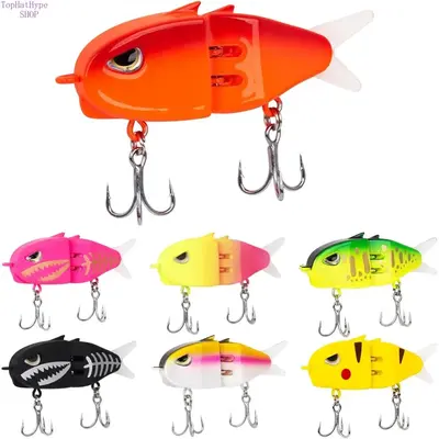 7-Piece Slow Sinking Mini Multi-Jointed Hard Body Bass Glider Fishing Lures Set, Double Hooks, for Fishing Lures Making, Freshwater & Saltwater Use