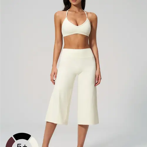 Women's Yoga Set, High-End Shock Absorption Sport Bra & Quick-Dry High-Waist Capri Pants, Yoga Activewear, Activewear Yoga Fitness, Exercise Clothing Set