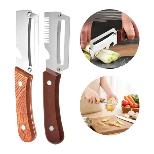 Premium-Grade Fruit & Vegetable Peeler|   Sharp Stainless Steel Blade, Ergonomic Wooden Handle + Built-in Bottle Opener – Ideal for Daily Kitchen Use