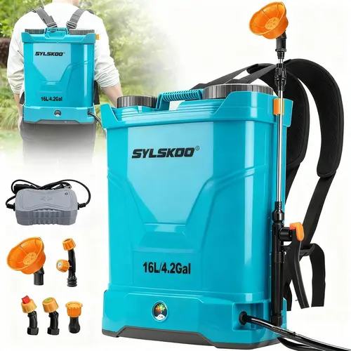 4 Gallon Battery Powered Backpack Sprayer, 0-120 PSI Adjustable Pressure Sprayer With 4000MAH lithium battery 12V Powerful Motor,5 Nozzles with Telescopic Wand ,Garden Weed Yard Lawn Sprayer