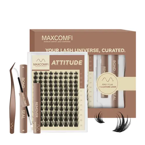 MaxComfi Attitude Style Cluster Lashes, Wet Look Individual Eyelashes with Spikes, Perfect Density for DIY At-Home Lash Extensions, Lash Clusters,back to school,sohochic