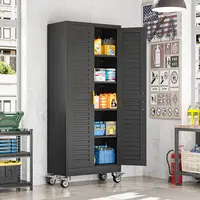 Rolling Metal Storage Cabinet with Wheels, 71.2" Tall Steel Locking Tool Cabinet with 4 Adjustable Shelves for Garage, Home & Office