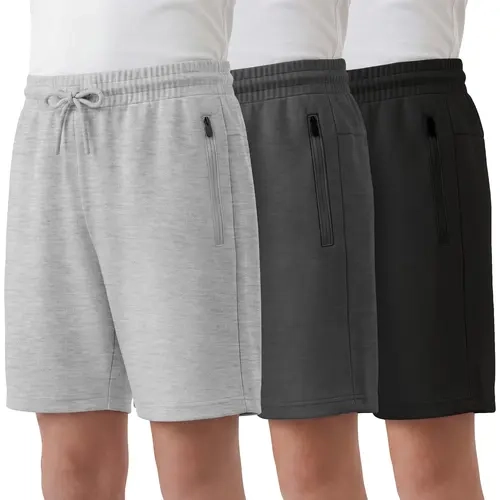 PURE CHAMP Boys' 3-Pack Athletic Shorts - Adjustable Waist, Pocketed, Sun-Proof, Lightweight Quick-Drying Breathable 4-Way Stretch Activewear, Durable UPF 50+ Fabric, Machine Washable Wrinkle-Resistant for School & Sports, Back To School Haul, Elastane