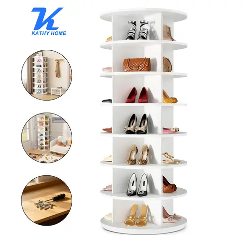 360° Rotating 7-Tiers Organizer Shoe Rack, Fits 24-28 Pairs of Shoes, Spinning and Revolving Round Shoe Rack, for Entryway Living Room Hallway #Summervibes
