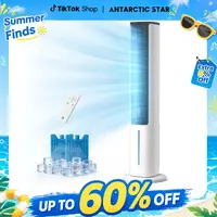Antarctic Star 40" Standing Evaporative Cooling Fan - Bladeless, 80° Oscillation, 5L Removable Water Tank, 800ml Capacity, 15H Timer, 4 Speeds, 3 Modes, Aromatherapy Box, Remote Control, Bedroom Cooling with Ease, Beat the Heat, TikTokShopBackToSchool