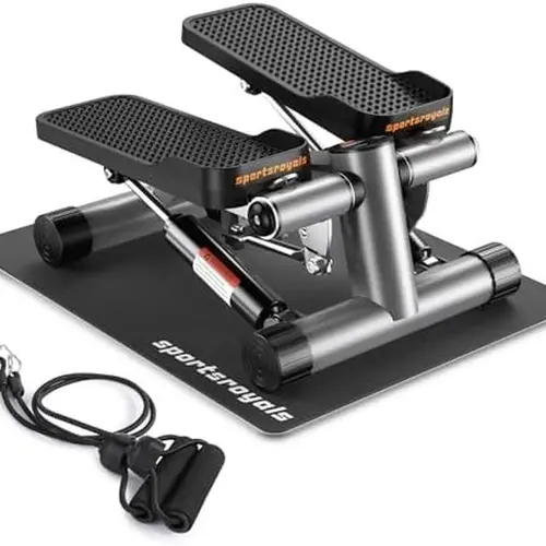 SPORTSROYALS Unisex Adjustable SS2 Stair Stepper - Twist Mini Stepper with Resistance Bands for Full Body Cardio Home Workouts, 350lbs+ Capacity Home Fitness Equipment, Cardio Exercise Machine