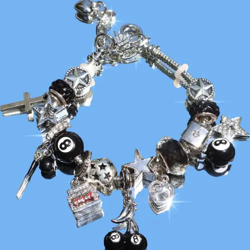 8-Ball Cherry Charm Bracelet, Star Girl Bracelet, Devil Number 777 Bracelet, Fashion Street Retro Heart Bracelet, Beaded Charm Bracelet, Bracelet With Charms, Fashionable Bracelet, Jewelry Bracelet, Fashionable Bracelet Style