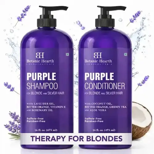 Purple Shampoo and Conditioner Set with Coconut and Aloe Vera | 16 fl oz each