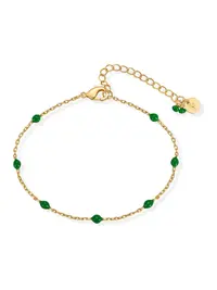 PAVOI 14K Gold Plated Enamel Beaded Bracelets for Women - Colorful Dainty Bead Bracelet - Boho Festival Green Jewelry Gifts