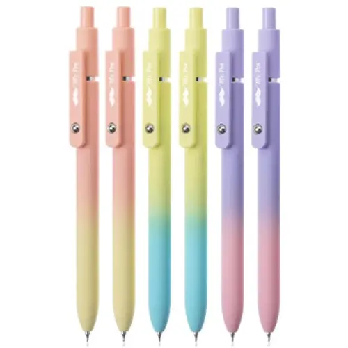 Mr. Pen- Retractable Gradient Gel Pens, 6 Pack, Gradient Barrels, Black Gel Pens, Fast Dry, Fine Point 0.5mm Colored Gel Pens, Colored Pens & Refills