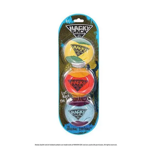 The Original Hacky Sack 3 Pack, Footbag Core 70s, 80’s Toys - Material Bag - Hacky Ball, Foot Bag Kick Sack, Indoor and Outdoor Toys for Kids and Adults - Hacking a Sack, Kids Toys, Ages 8+