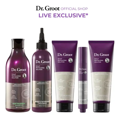 Dr. Groot Complete Set + Thickening Conditioner - 5-Piece Color Safe for Permanent Hair Color Hair Care System for Volume, Strength, and Reduced Loss with Biotin & Rosemary, Safe for Color-Treated Hair