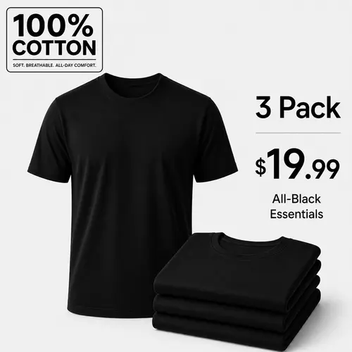 Greenink Men's 3-Pack Pure Cotton 180 GSM Crew Neck Tshirts, Solid Short-Sleeve Soft Durable Breathable Clothes, S-3XL White Black Summer Outdoor Tops, $19.99 Menswear Fashion Plain Tshirt,sohochic