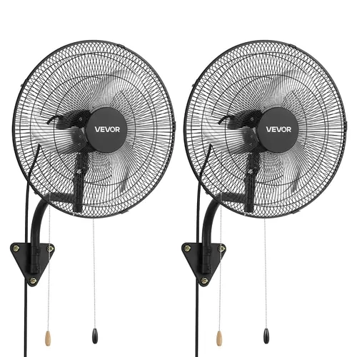 【summerfinds】VEVOR 2-Pack 18 in Wall Mount Fans, Oscillating Wall-Mounted Cooling Fans with 3 Speeds, Long Airflow Distance, Adjustable Rotation Angle, Mechanical Powerful for Garage, Workshop, Cooling Fan,dorm essentials,home essentials,toolupgrade