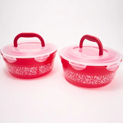 LocknLock Set of 2 Patriotic Print Bowls w/ Handle Lids