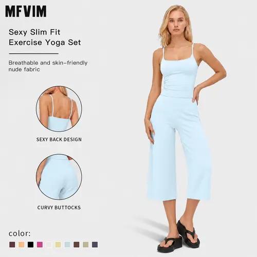 MFVIM Women's 2-Piece Casual Sports Set - Slimming Camisole Yoga Tank Top, High-Waisted Quick-Dry Slim-Fit Mid-Length Shorts, Fitness Clothes for Gym, Outdoor Running, Workout Sets Women,sohochic